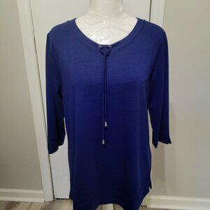 NWT Links "Work It Out" Tie Neck 3/4 Sleeve Knit Top (NWT)